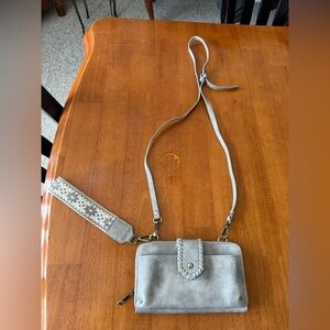 Alice Crossbody & Wristlet wallet purse. NWOT
Beautiful gray vegan leather. Soft